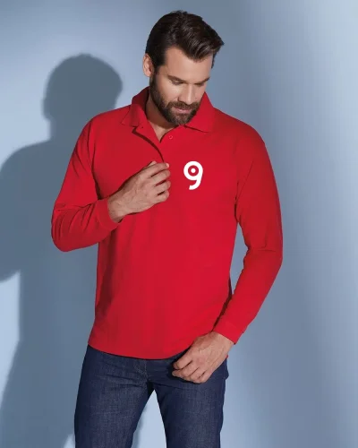 Polo piqué manica lunga James & Nicholson 100% cotone casual fit