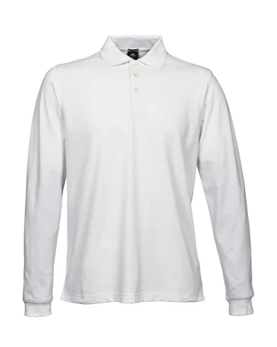 Polo Uomo Luxury Stretch Manica Lunga Cotone Organico Casual Fit White