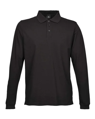 Polo Uomo Luxury Stretch Manica Lunga Cotone Organico Casual Fit Black