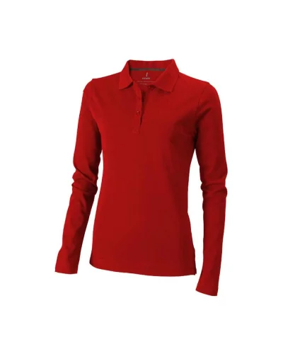 Polo donna Oakville manica lunga cotone 200g regular Rosso