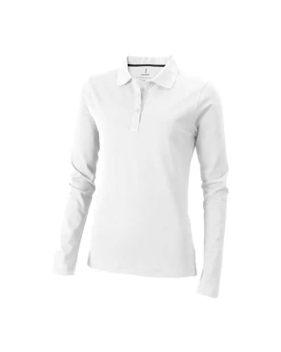 Polo donna Oakville manica lunga cotone 200g regular Bianco