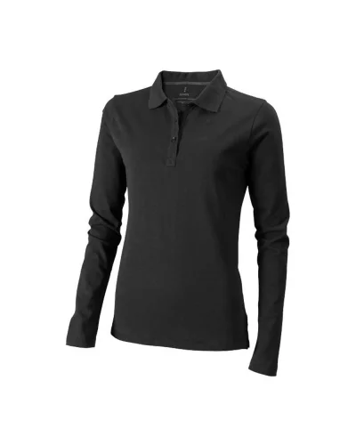 Polo donna Oakville manica lunga cotone 200g regular Antracite