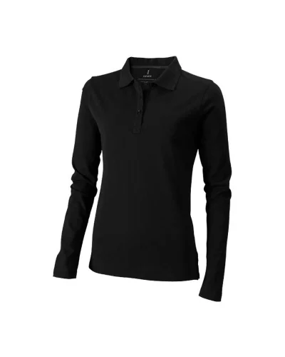 Polo donna Oakville manica lunga cotone 200g regular Nero