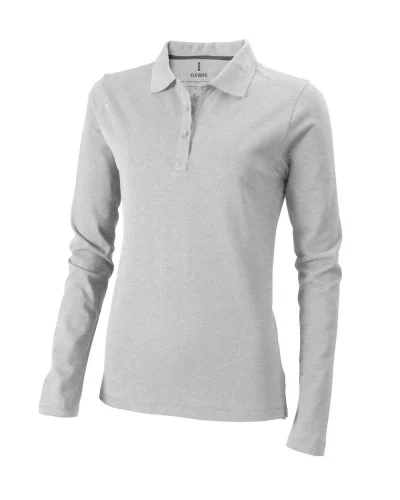 Polo donna Oakville manica lunga cotone 200g regular Grigio Heather