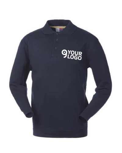 Felpa Polo Uomo con polsini elasticizzati, personalizzata con logo