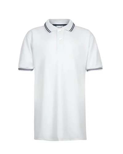 Polo bambino in piqué 100% cotone - Regular fit Bianco/Blu