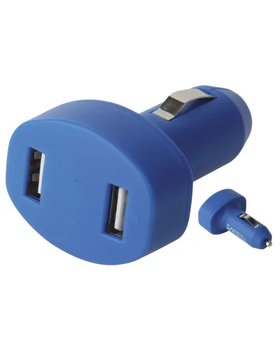 Caricatore auto USB doppio metallo/plastica design compatto Blu