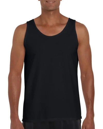 Softstyle Canottiera Uomo 100% Cotone Regular Fit Senza Etichetta Black