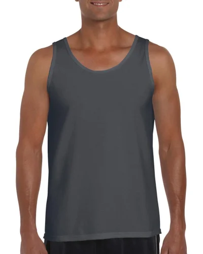 Softstyle Canottiera Uomo 100% Cotone Regular Fit Senza Etichetta Charcoal