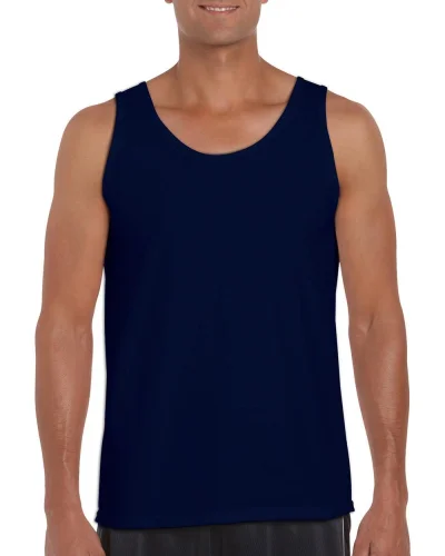 Softstyle Canottiera Uomo 100% Cotone Regular Fit Senza Etichetta Navy