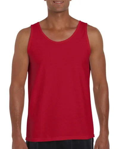 Softstyle Canottiera Uomo 100% Cotone Regular Fit Senza Etichetta Rosso