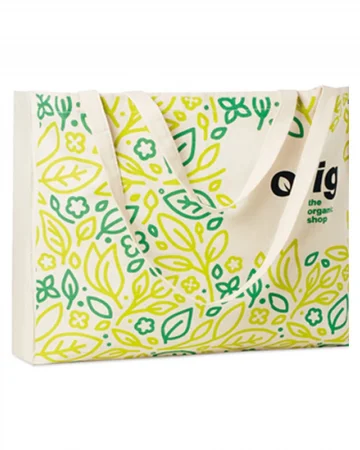 Borsa cotone blu  manici lunghi e soffietto resistente