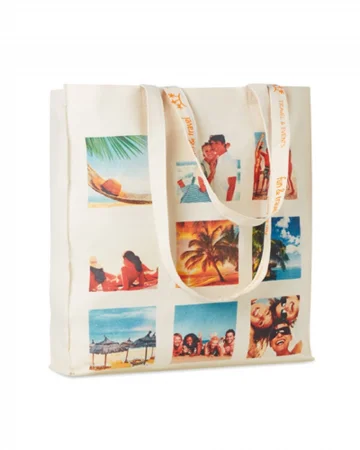 Shopper cotone con manici lunghi resistenti