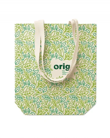 Shopper in cotone naturale  manici lunghi colore beige