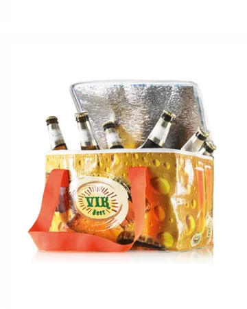 Borsa frigo termica blu con tracolla e ampia tasca frontale