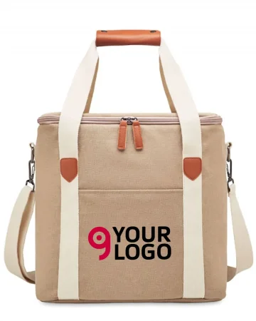 KECIL Borsa frigo grande in cotone lavato, beige, 34,5x25x35 cm