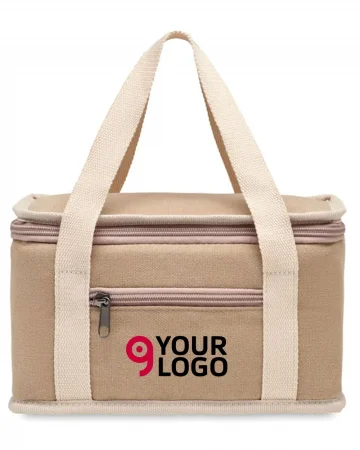 KECIL Borsa frigo 6 lattine cotone canvas beige con tracolla