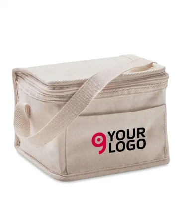 EVAN Borsa termica in cotone 3L con tasca, beige 21x15x14,5 cm