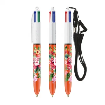 Bic® 4 colours® fine with lanyard ballpen