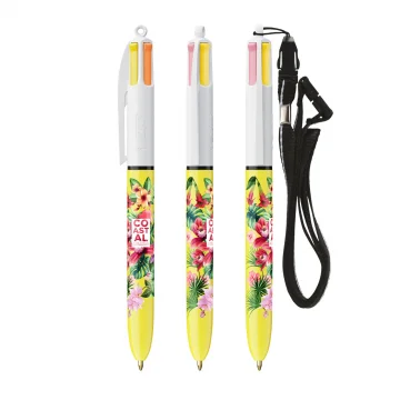 Bic® 4 colours® sun with lanyard ballpen