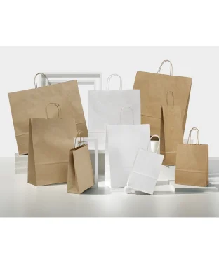 Shopper carta EcoBag 45x49 cm maniglia ritorta 110g resistente
