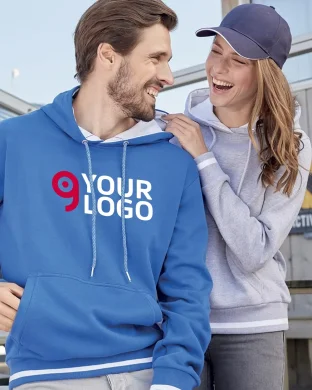 Felpa donna Club Hoody in cotone 300g, bicolore, cappuccio double