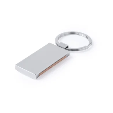 Portachiavi Vitolok metallo-legno, forma tonda/rettangolare argento