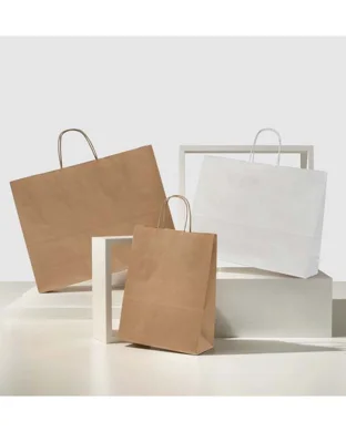 Shopper kraft bianca 45x49cm maniglia ritorta 110g