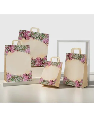 Shopper Kraft Bianco 45x49 cm maniglia piatta | Fiori di Pesco
