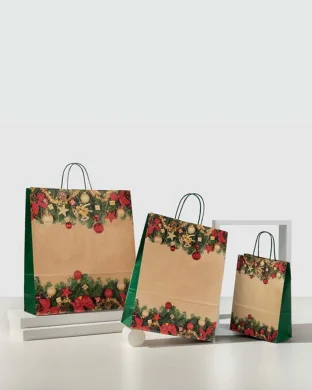 Cortina Shopper carta avana 45cm maniglia verde, 110g, robusta