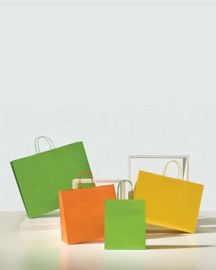Shopper pastello bianca 35cm con manici colorati | EcoBag