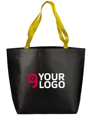 Shopper TNT nera con manici fluo - 50x38x16 cm