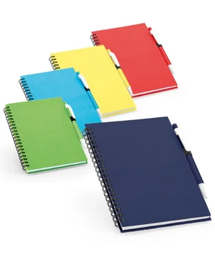Block note AGENDA in carta riciclata con penna blu 12,5x18 cm