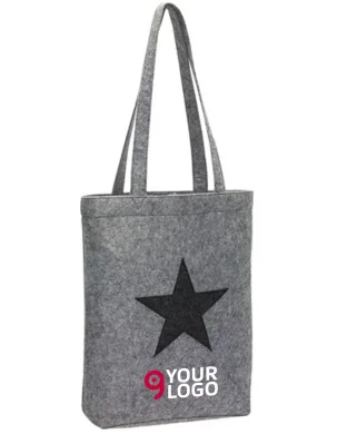 Shopper STAR DUST in feltro grigio con stella, 30x8,5x41 cm