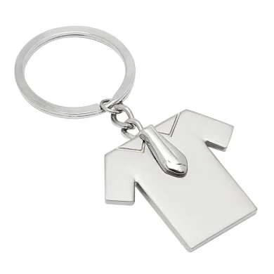 Portachiavi in lega di zinco e acciaio 8,5x4 cm, forma maglietta con cravatta