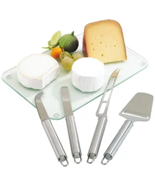 Set Coltelli Formaggi CHEESE in Acciaio Inox, 4 Pezzi con Custodia