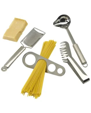 Set Spaghetti Al Dente Acciaio Inox con Grattugia e Pinza 30,5cm