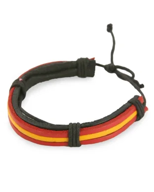 Braccialetto in pelle 17cm rosso giallo stile Spagna