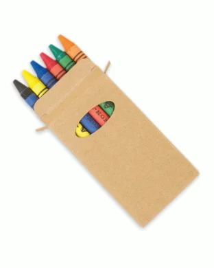 Pastelli a cera 6 colori in scatola cartone naturale |