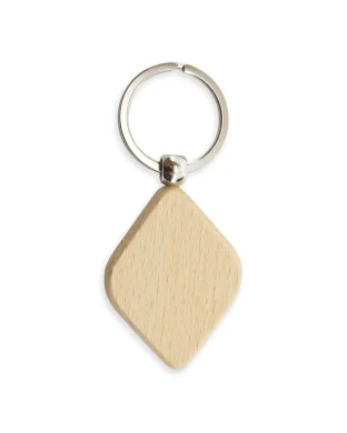 Portachiavi Rombo in Legno naturale 4x5,2 cm, personalizzabile