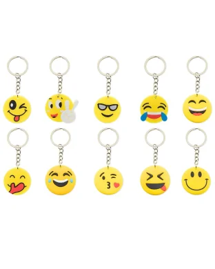 Portachiavi Faccine Smile in plastica colorata Ø4cm - 10 pezzi