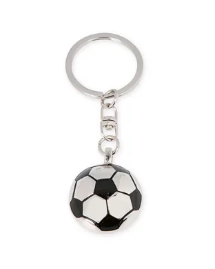 Portachiavi pallone Calcio in Alluminio Argento con Scatola Nera