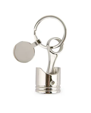 Portachiavi forma pistone in Alluminio Argento con Scatola Nera