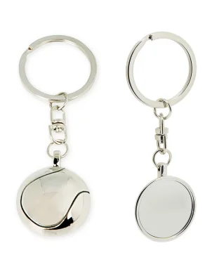 Portachiavi tennis in alluminio con astuccio, 3,1x3,1 cm