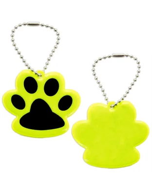 Portachiavi zampa riflettente giallo in PVC | Visibilità PawPrint