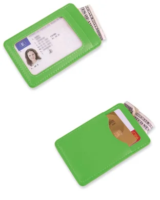 Portacarte Dubai in ecopelle nera con finestra, 7,3x10,8 cm