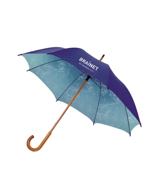 Ombrello legno, 23", manico curvo