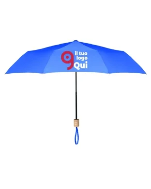 Ombrello Tralee 21" in RPET Pongee, manico legno,3 sezioni