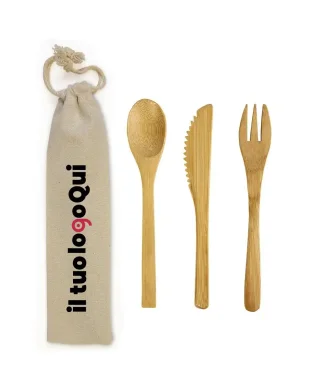 Set posate in bamboo ecologico