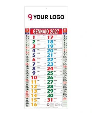 Calendario Olandese Multicolor 22x49 cm, 12 mesi, carta premium